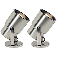Pro Track Set of 2 Small Uplighting Indoor Accent Spot-Lights Plug-In Floor Plant Home Decorative Brushed Nickel Finish 8" High