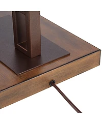 Franklin Iron Works Tahoe Rustic Industrial Downbridge Arc Floor Lamp 60" Tall Bronze Metal Faux Leather Empire Shade for Living Room Reading Bed
