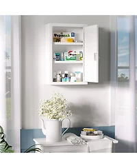 Kleankin Wall Medicine Cabinet with Lock, Lockable Wall Cabinet, White