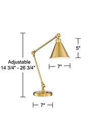 Wray Modern Desk Lamp 26 3/4" High with Usb Charging Port Warm Brass Gold Metal Adjustable Arm Head for Bedroom Living Room House Bedside Nightst
