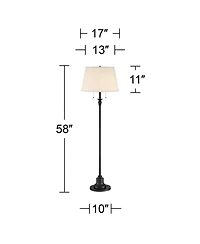 360 Lighting Spenser Rustic Farmhouse Floor Lamp 58" Tall Oiled Bronze Metal Off White Linen Empire Shade for Living Room Bedroom Office House Ho