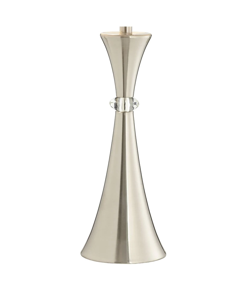 360 Lighting Rachel Modern Table Lamps 28" Tall Set of 2 Concave Column Hourglass Metal White Drum Shade for Bedroom Living Room Bedside Nightsta