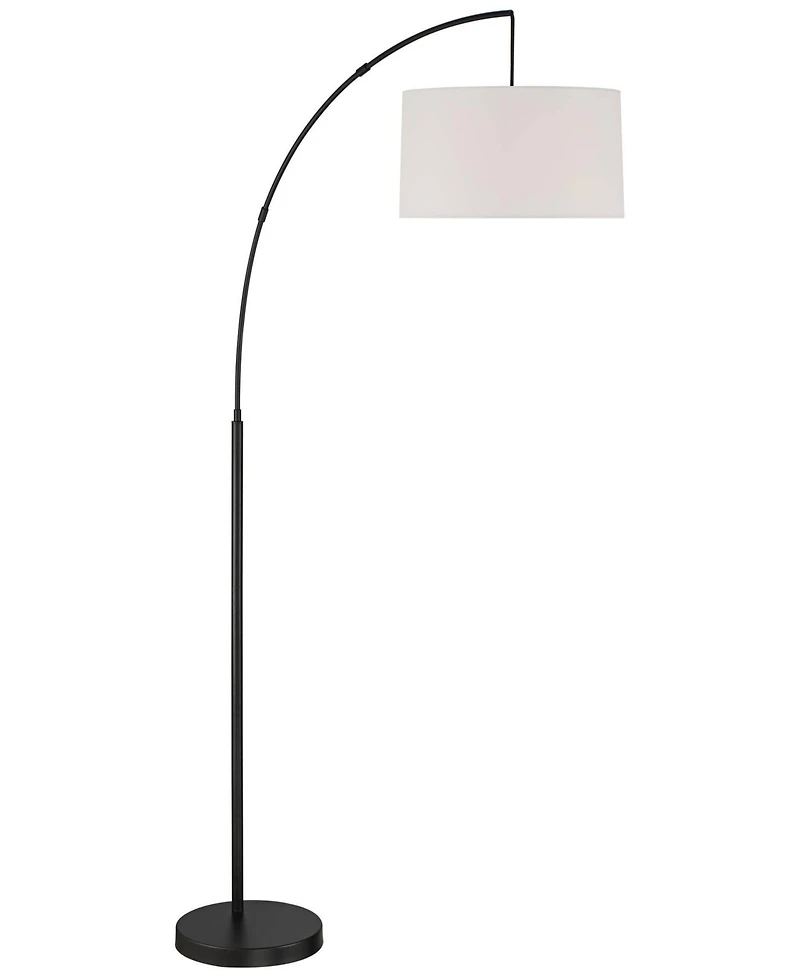 360 Lighting Modern Arc Floor Lamp with Usb Charging Port 72" Tall Black White Linen Drum Shade for Living Room Reading House Home