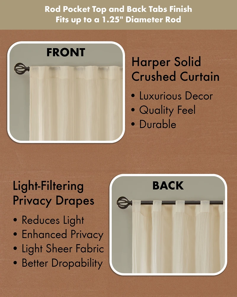 Madison Park Harper Solid Crushed Curtain Panel Pair