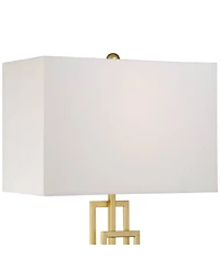360 Lighting Gale Modern Mid Century Table Lamps 26" High Set of 2 Brushed Gold Grid Metal White Shade for Bedroom Living Room Bedside Nightstand