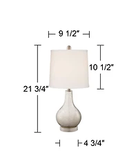 Ledger Modern Accent Table Lamps 21.75" High Set of 2 with Usb Charging Port and Table Top Dimmers Mercury Glass Off White Drum Shade Living Room