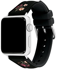Coach Women's Black Floral Print Silicone Strap for Apple Watch 38mm, 40mm, 41mm