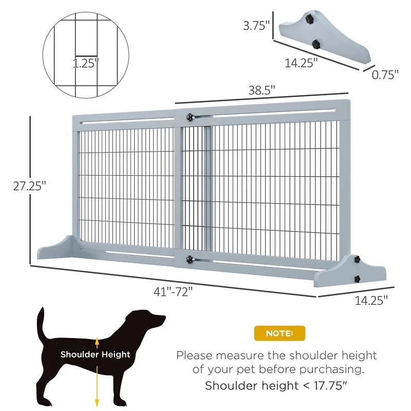 PawHut 72" Slide-Adjust Freesding Pet Gate for Small Dogs Indoor