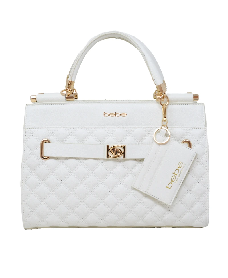 Bebe Alex Quilted Satchel Bag with Card Holder