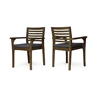 Simplie Fun Sophisticated Gray Acacia Patio Dining Chair Set with Wicker Seats