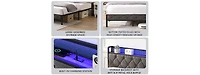 Streamdale Upholstered King Bed with Storage, Charging Station, and Led Lights