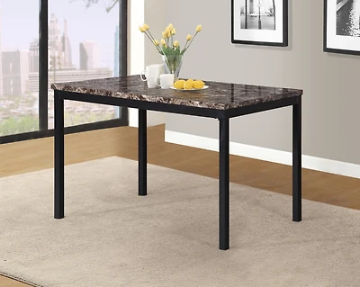 Streamdale Noyes Metal Dining Table with Laminated Faux Marble Top, Black