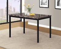 Streamdale Noyes Metal Dining Table with Laminated Faux Marble Top, Black