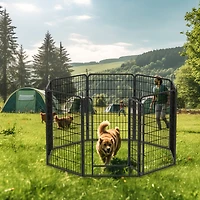 Streamdale Furniture Sturdy, Rust-Resistant Pet Fence with Automatic Gravity Locking