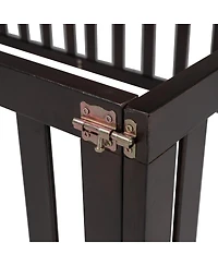 Simplie Fun Twin Size Wood Floor Bed Frame With Fence And Door, Walnut