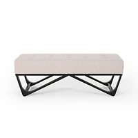 Simplie Fun Modern Tufted Upholstered Bench with Black Geometric Legs