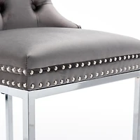 Streamdale Modern Gray Velvet Bar Stools Set Of 2