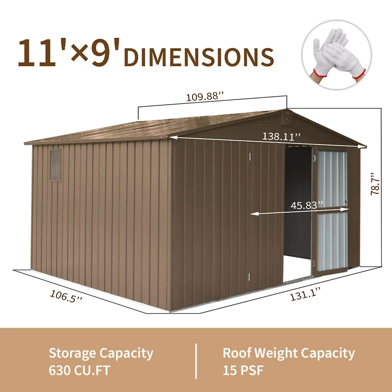 Streamdale Furniture Spacious Rust-Proof Storage Shed with Elevated Height and Light-Inviting Windows