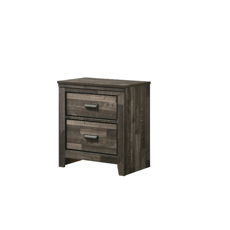 Simplie Fun Contemporary Nightstand in Brown Mix Finish with 2 Drawers