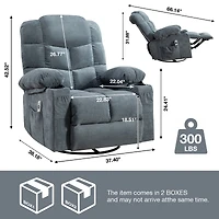 Streamdale 8-Point Massage Recliner with Heat, Rocking, Usb Charging, and Storage