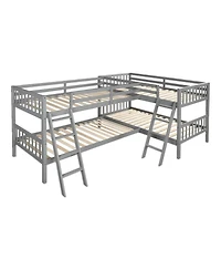Streamdale Furniture L-Shaped Bunk Bed With Ladder, Twin