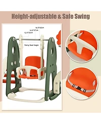 6 1 Toddler Slide and Swing Set Climber Playset w/ Ball Games Orange