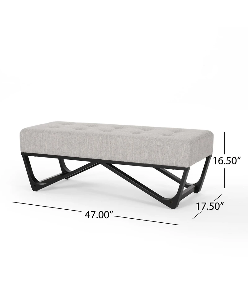 Streamdale Modern Geometric Button Tufted Ottoman Bench with Bentwood Frame