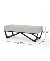 Streamdale Modern Geometric Button Tufted Ottoman Bench with Bentwood Frame