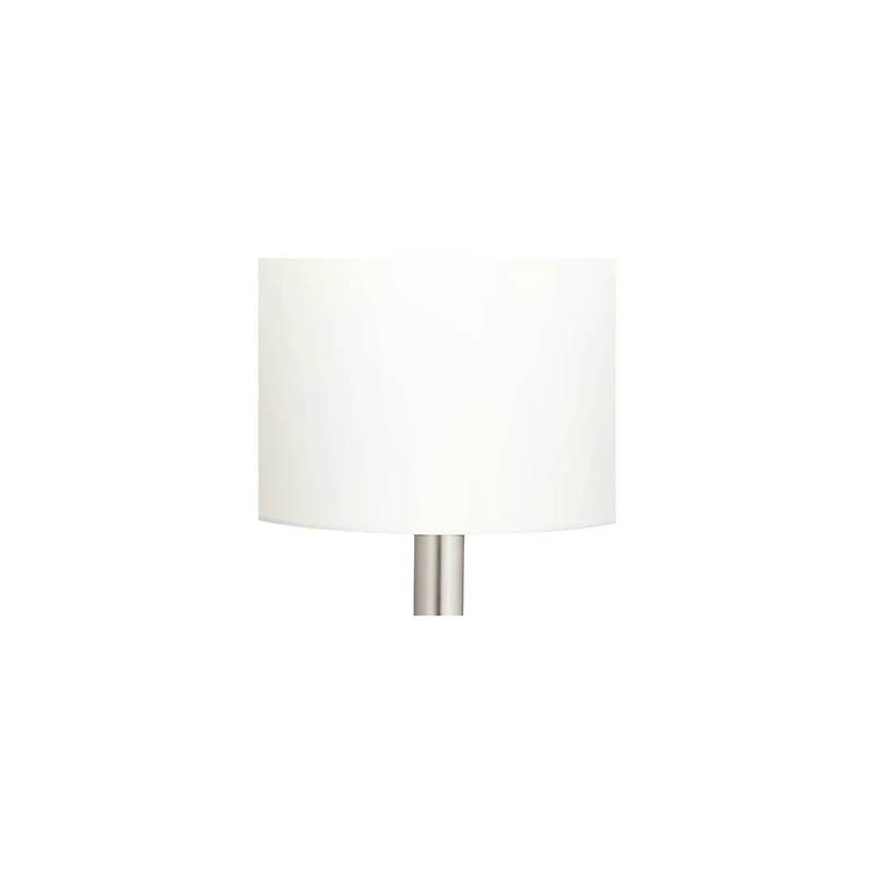 Possini Euro Design Mid Century Modern Floor Lamp 62" Tall Brushed Steel Droplet Cotton Cylinder Shade for Living Room Bedroom Office