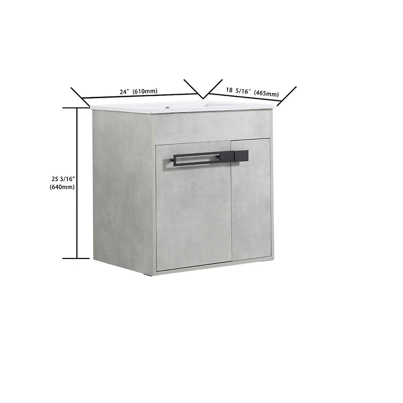 24" Bathroom Vanity, Freestanding or Floating Optional