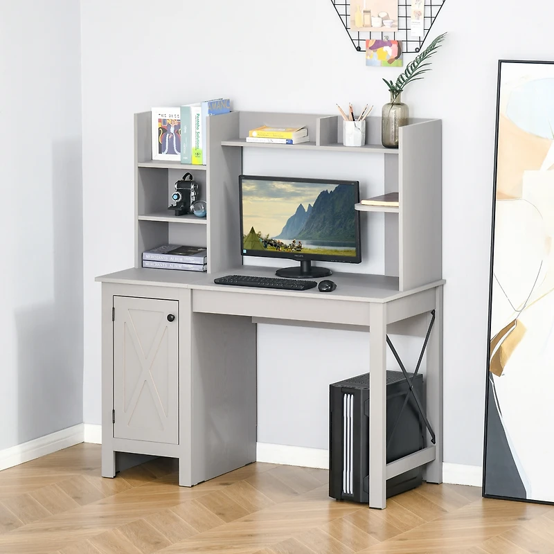Homcom Computer Office Desk W/ Hutch Storage Cabinet,