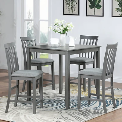 Streamdale Furniture Elegant 5-Piece Solid Wood Counter Height Dining Table Set
