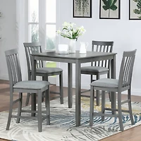 Streamdale Furniture Elegant 5-Piece Solid Wood Counter Height Dining Table Set