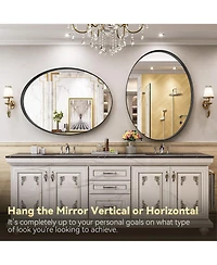 Homlux Oval Wall Mounted Mirror 24"x36" in Black