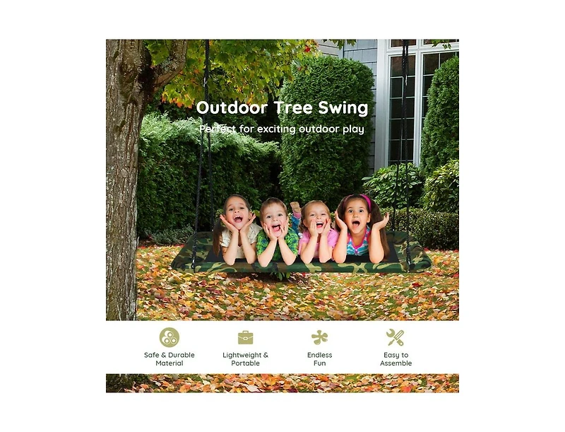 Slickblue Toddler Outdoor Platform Tree Swing with Heavy-Duty Straps and Comfortable Seat