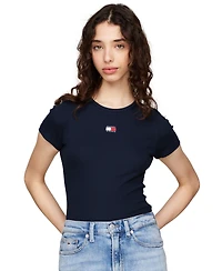 Tommy Jeans Women's Badge Logo Ribbed T-Shirt