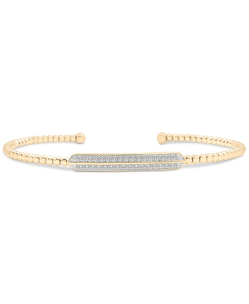 Diamond Bar Cuff Bangle Bracelet (1/5 ct. t.w.) 14k Gold-Plated Sterling Silver or Silver, Created for Macy's