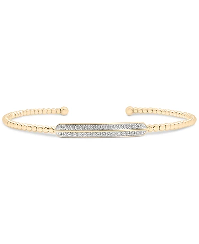 Diamond Bar Cuff Bangle Bracelet (1/5 ct. t.w.) 14k Gold-Plated Sterling Silver or Silver, Created for Macy's