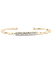 Diamond Bar Cuff Bangle Bracelet (1/5 ct. t.w.) 14k Gold-Plated Sterling Silver or Silver, Created for Macy's