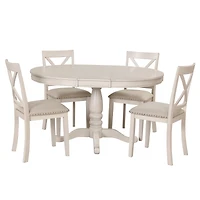 Streamdale Furniture Modern Dining Table Set For 4, Round Table And 4 Kitchen Room Chairs, 5 Piece Kitchen Table