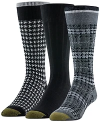 Gold Toe Men's Gentleman Plaid Crew Dress Socks, 3-Pack