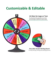 WinSpin 24" Dual Use Prize Wheel Tabletop or Floor Stand Spinning Wheel Carnival Game Tradeshow
