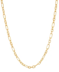 Italian Silver Square Cable Figaro Link Chain Necklace in 18k Gold-Plated Sterling Silver, 18"