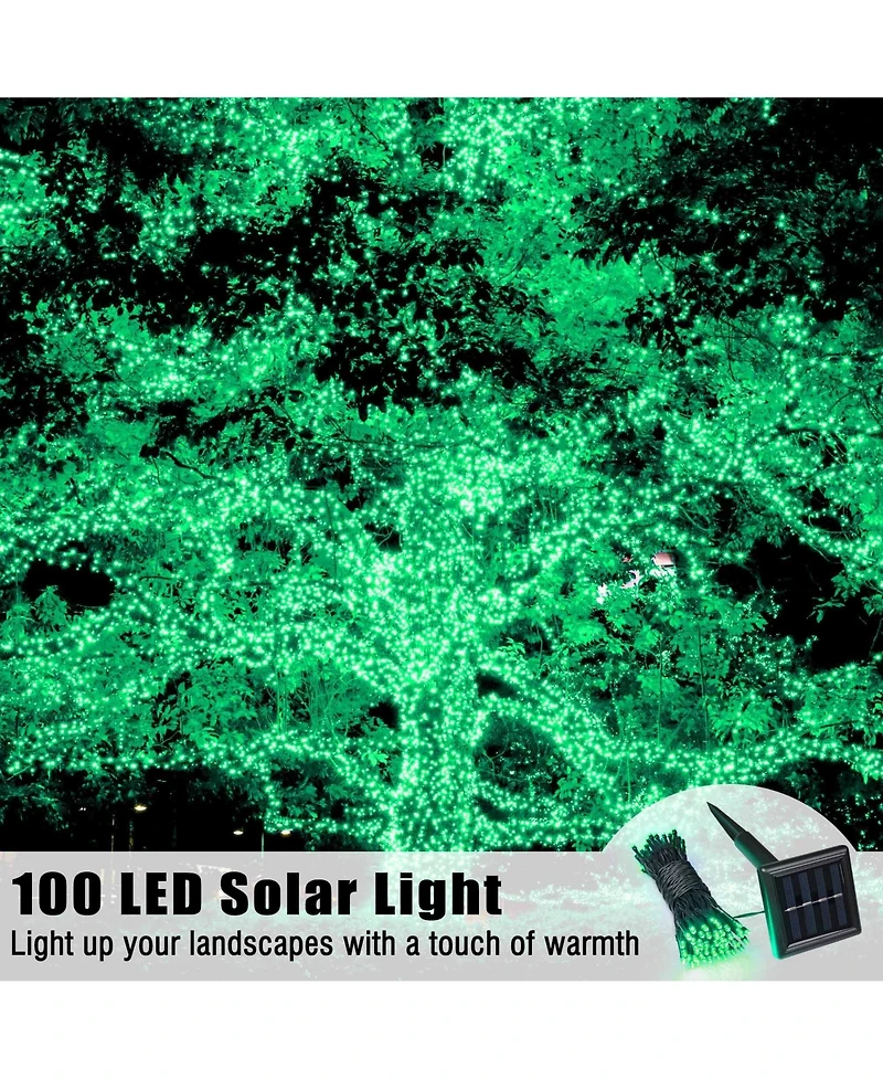Solar String Lights 36 Ft Waterproof Green Solar Xmas Lights Outdoor Tree Yard
