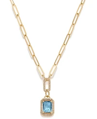Citrine (2-1/5 ct. t.w.) & White Topaz (5/8 ct. t.w.) Framed Paperclip Link 18" Pendant Necklace in 14k Gold-Plated Sterling Silver (Also in Sky Blue