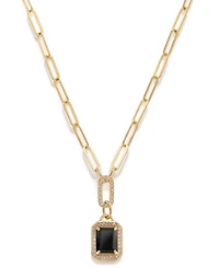 Citrine (2-1/5 ct. t.w.) & White Topaz (5/8 Framed Paperclip Link 18" Pendant Necklace 14k Gold-Plated Sterling Silver (Also Sky Blue