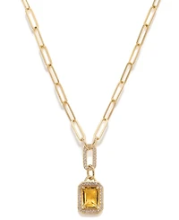 Citrine (2-1/5 ct. t.w.) & White Topaz (5/8 Framed Paperclip Link 18" Pendant Necklace 14k Gold-Plated Sterling Silver (Also Sky Blue