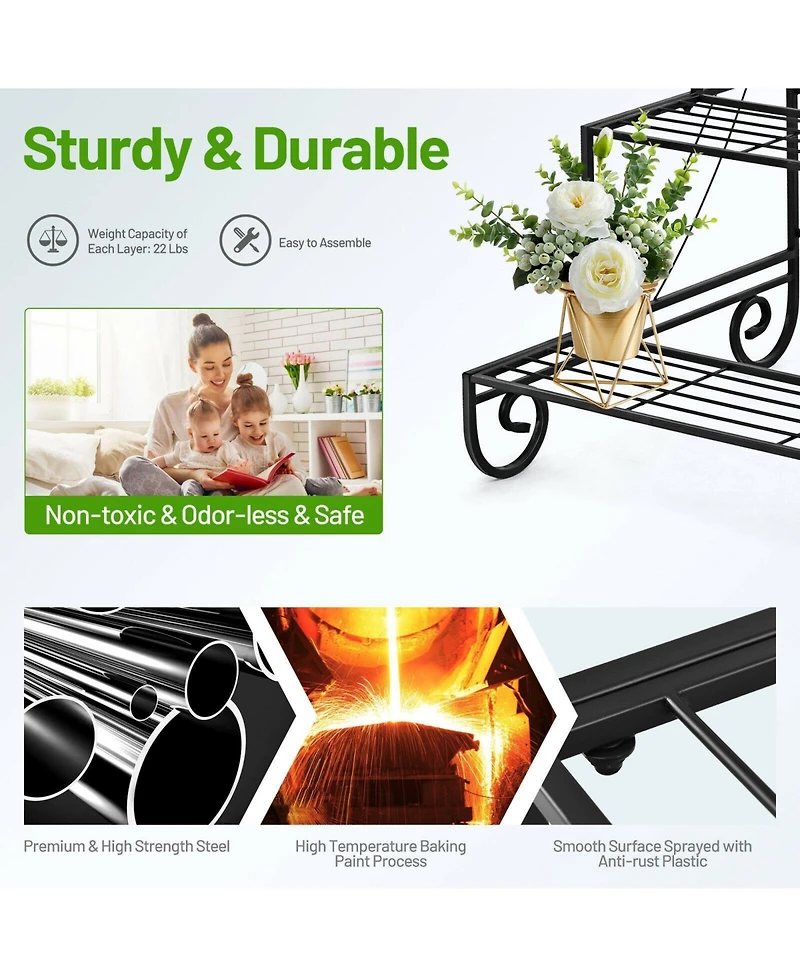 3 Tier Outdoor Metal Garden Planter Holder Shelf