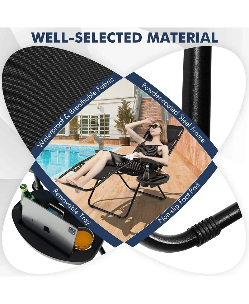 Inolait Outdoor Folding Zero Gravity Reclining Lounge Chair