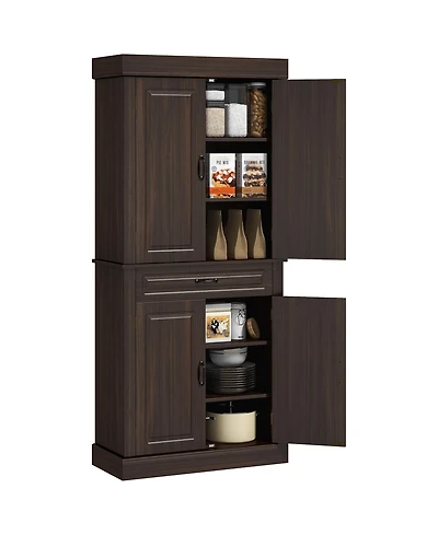 Homcom 71" Kitchen Pantry Storage Cabinet with 4 Doors, Drawer,